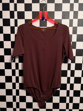 Lane Bryant Women's Scoop Neck Short Sleeve Bodysuit - Deep Brown
